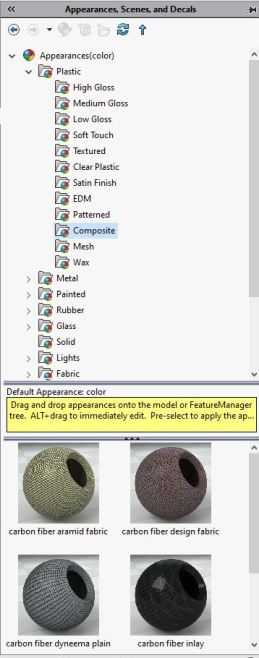 For example inside the plastic menu, you have all these folders and when you click on a folder you can see what textures/colors are available to you (bottom spheres with a hole in them)